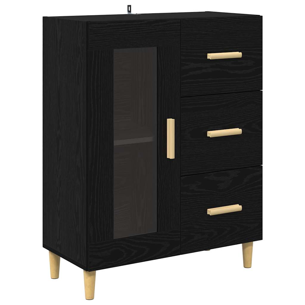 Highboard Schwarz Eichen-Optik 69,5 x 34 x 180 cm Holzwerkstoff