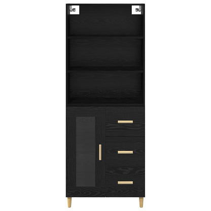 Highboard Schwarz Eichen-Optik 69,5 x 34 x 180 cm Holzwerkstoff