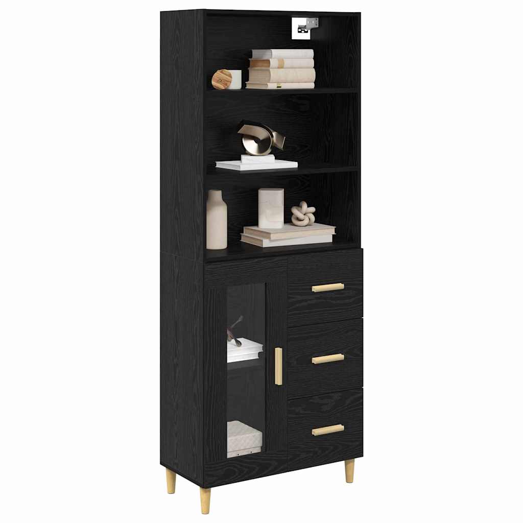 Highboard Schwarz Eichen-Optik 69,5 x 34 x 180 cm Holzwerkstoff