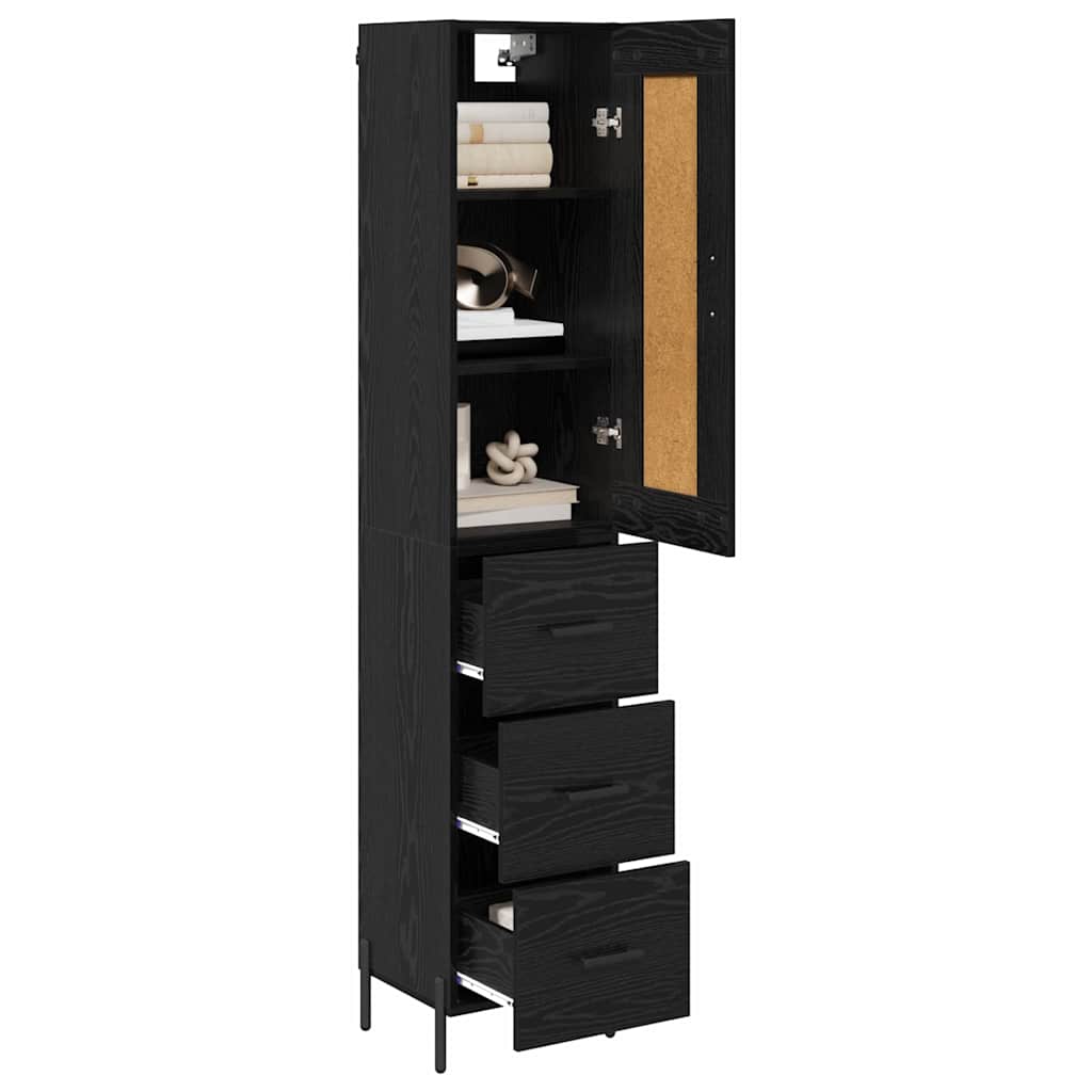 Highboard Schwarz Eichen-Optik 34,5 x 34 x 180 cm Holzwerkstoff