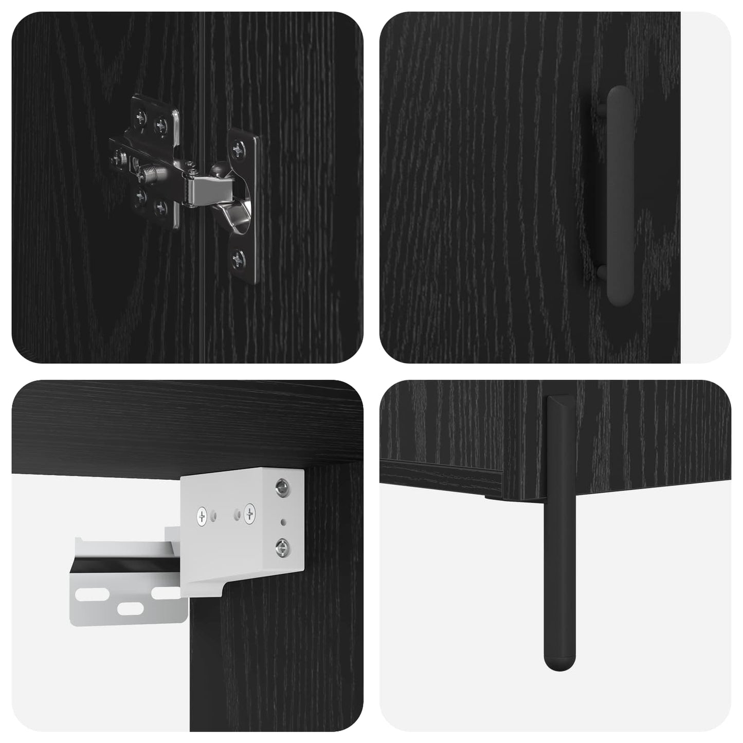 Highboard Schwarz Eichen-Optik 69,5 x 34 x 180 cm Holzwerkstoff