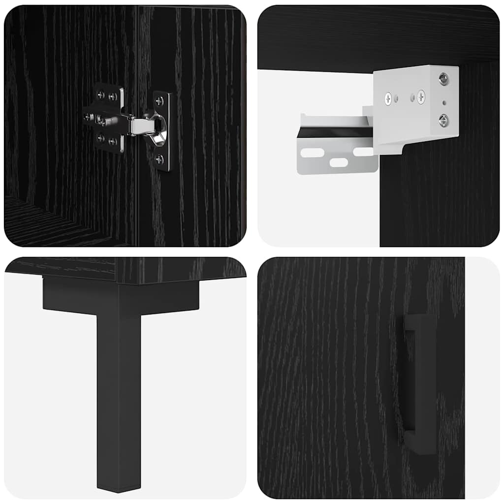 Highboard Schwarz Eichen-Optik 69,5 x 34 x 180 cm Holzwerkstoff