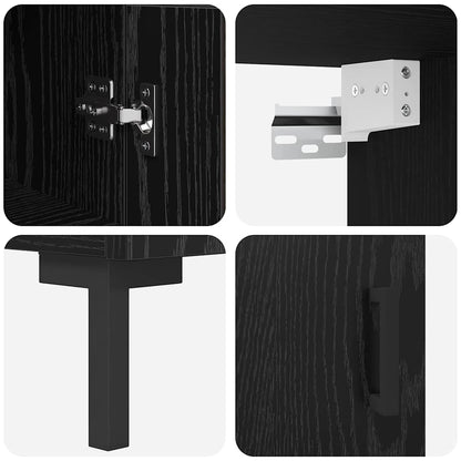 Highboard Schwarz Eichen-Optik 69,5 x 34 x 180 cm Holzwerkstoff