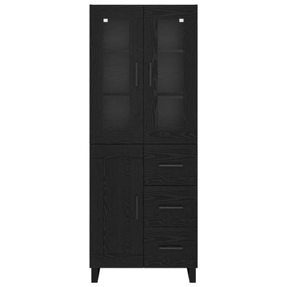 Highboard 2 pcs Schwarz Eichen-Optik Engineered Wood und Glas