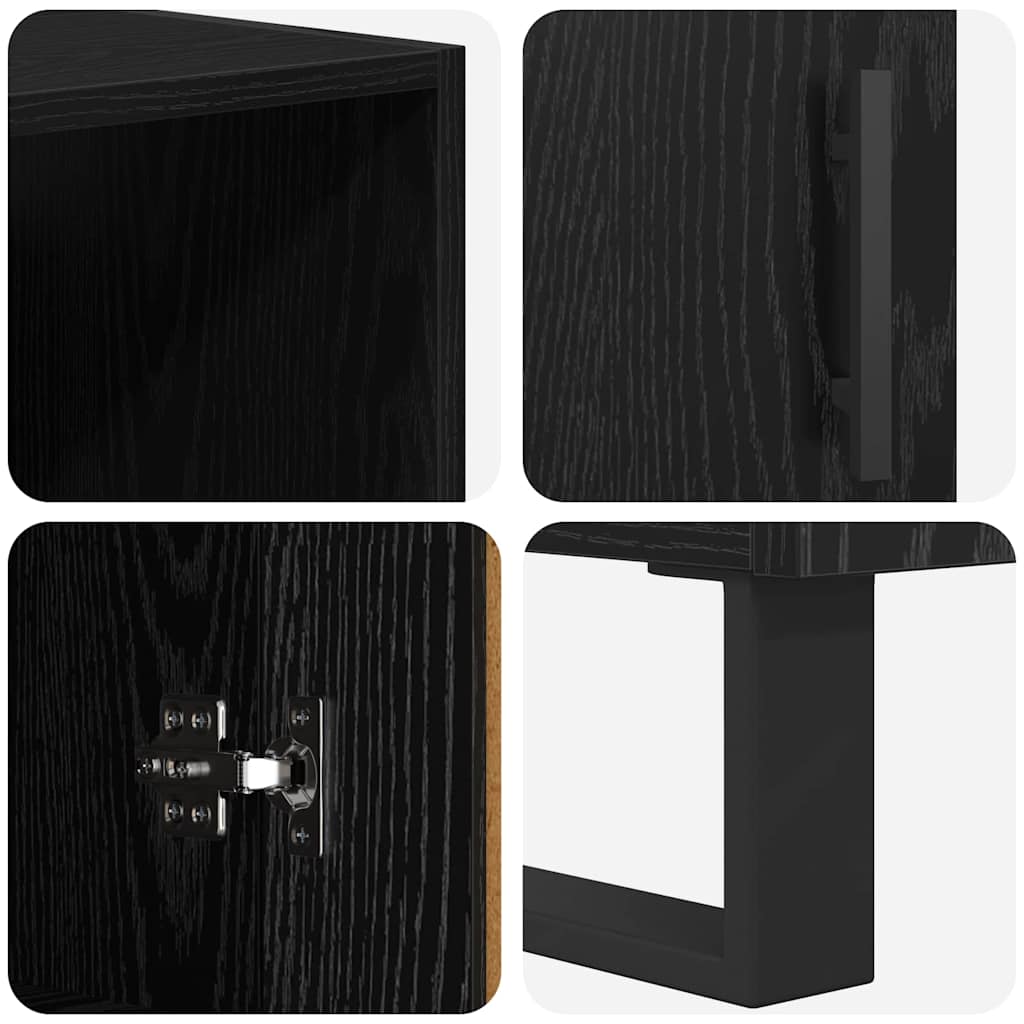 Highboard Schwarz Eichen-Optik 69,5 x 34 x 180 cm Holzwerkstoff