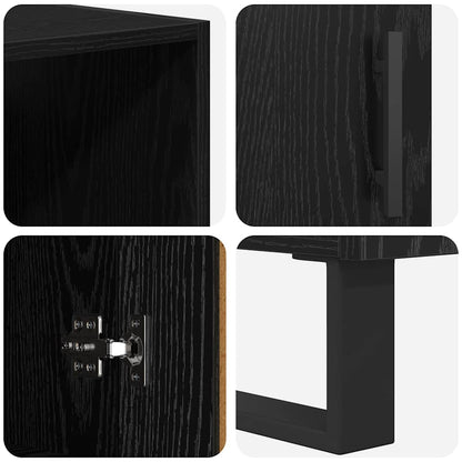 Highboard Schwarz Eichen-Optik 69,5 x 34 x 180 cm Holzwerkstoff