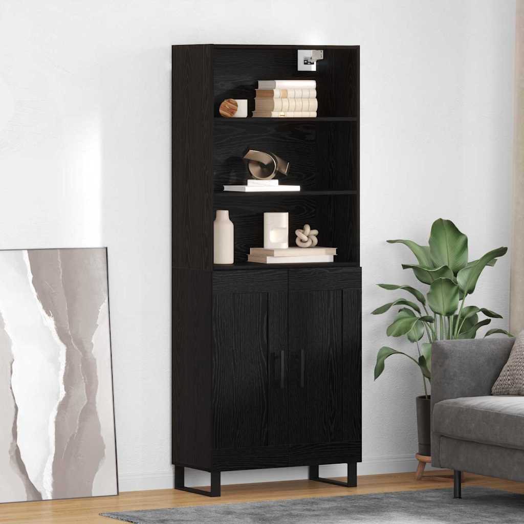 Highboard Schwarz Eichen-Optik 69,5 x 34 x 180 cm Holzwerkstoff