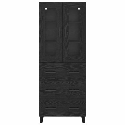 Highboard 2 pcs Schwarz Eichen-Optik Engineered Wood und Glas