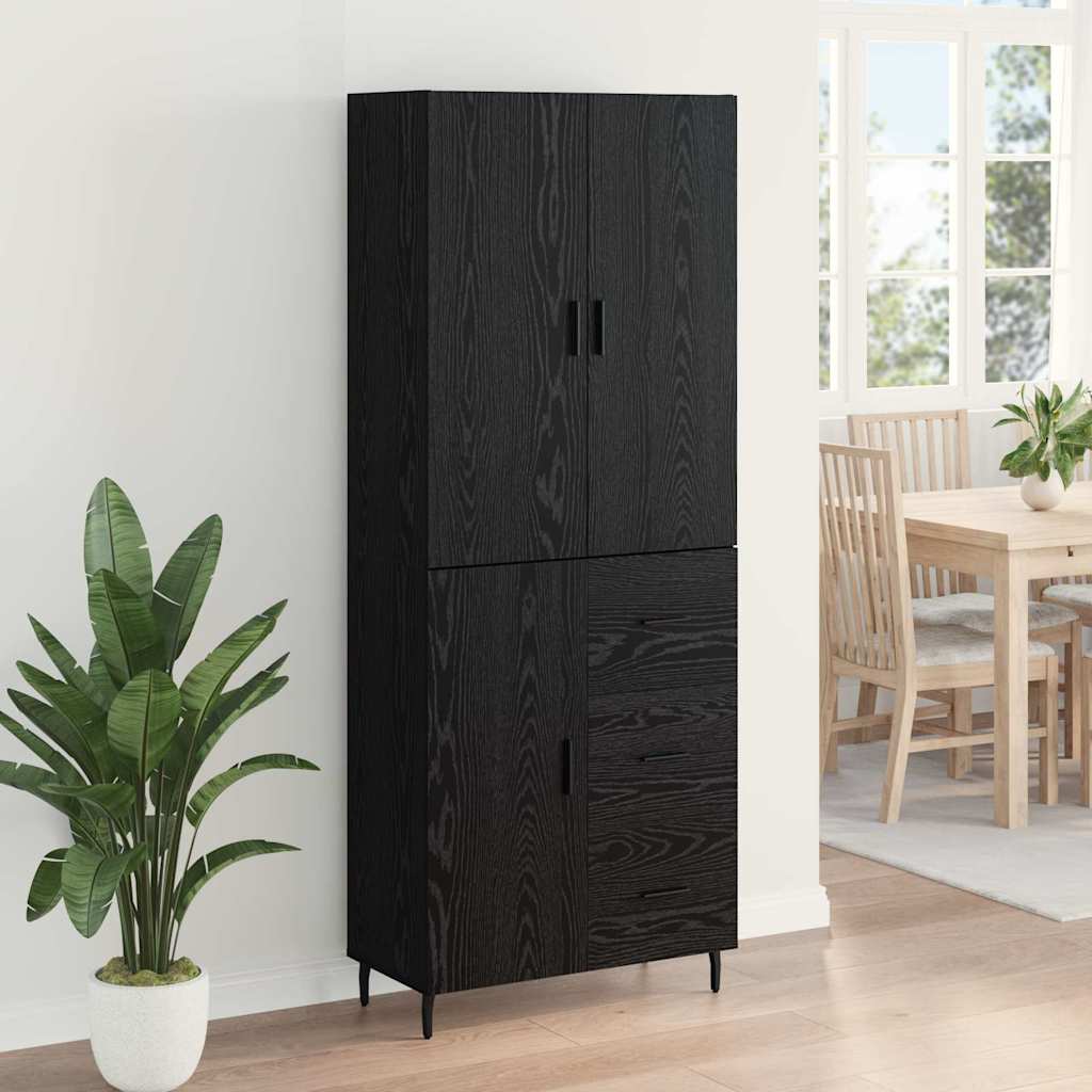 Highboard Schwarz Eichen-Optik 69,5 x 34 x 180 cm