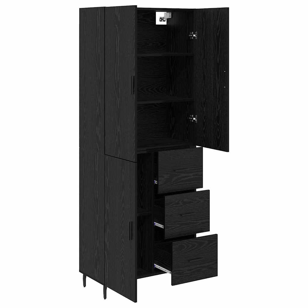 Highboard Schwarz Eichen-Optik 69,5 x 34 x 180 cm