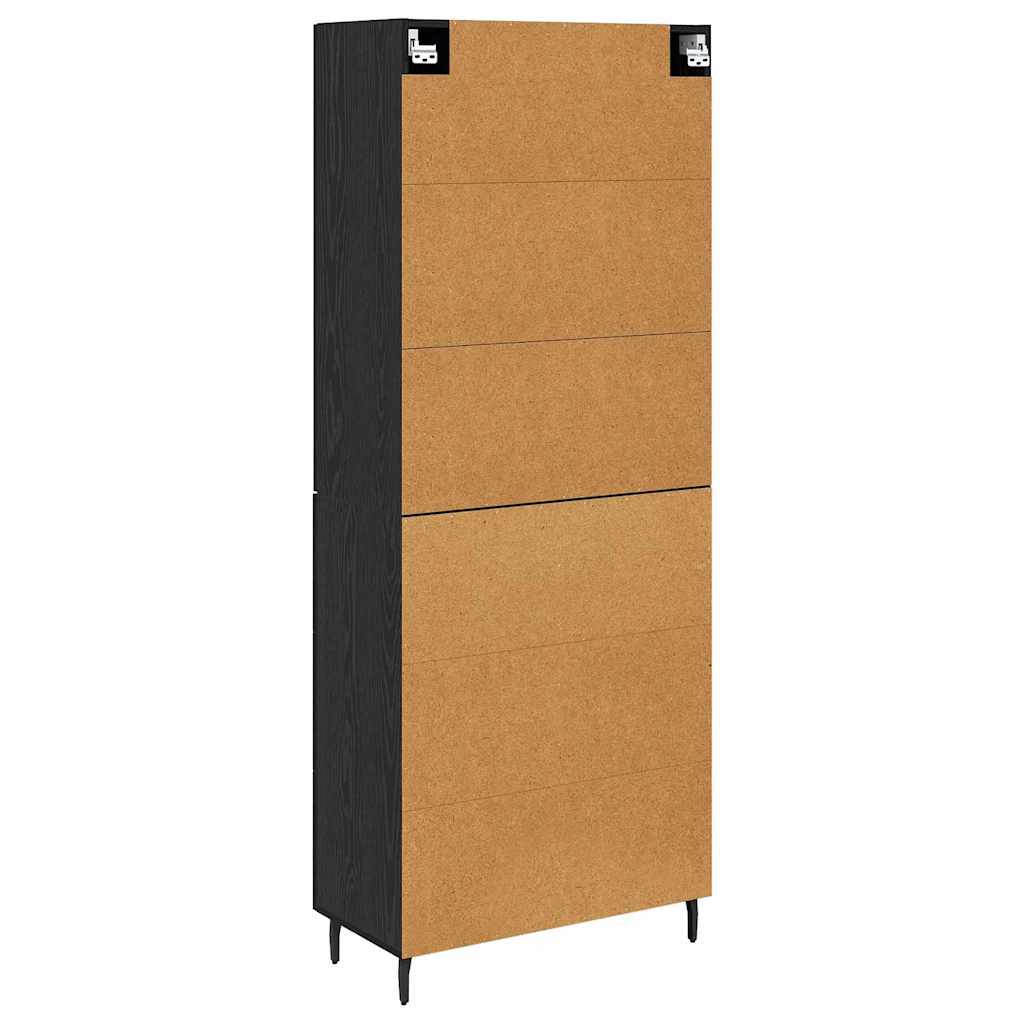 Highboard Schwarz Eichen-Optik 69,5 x 34 x 180 cm