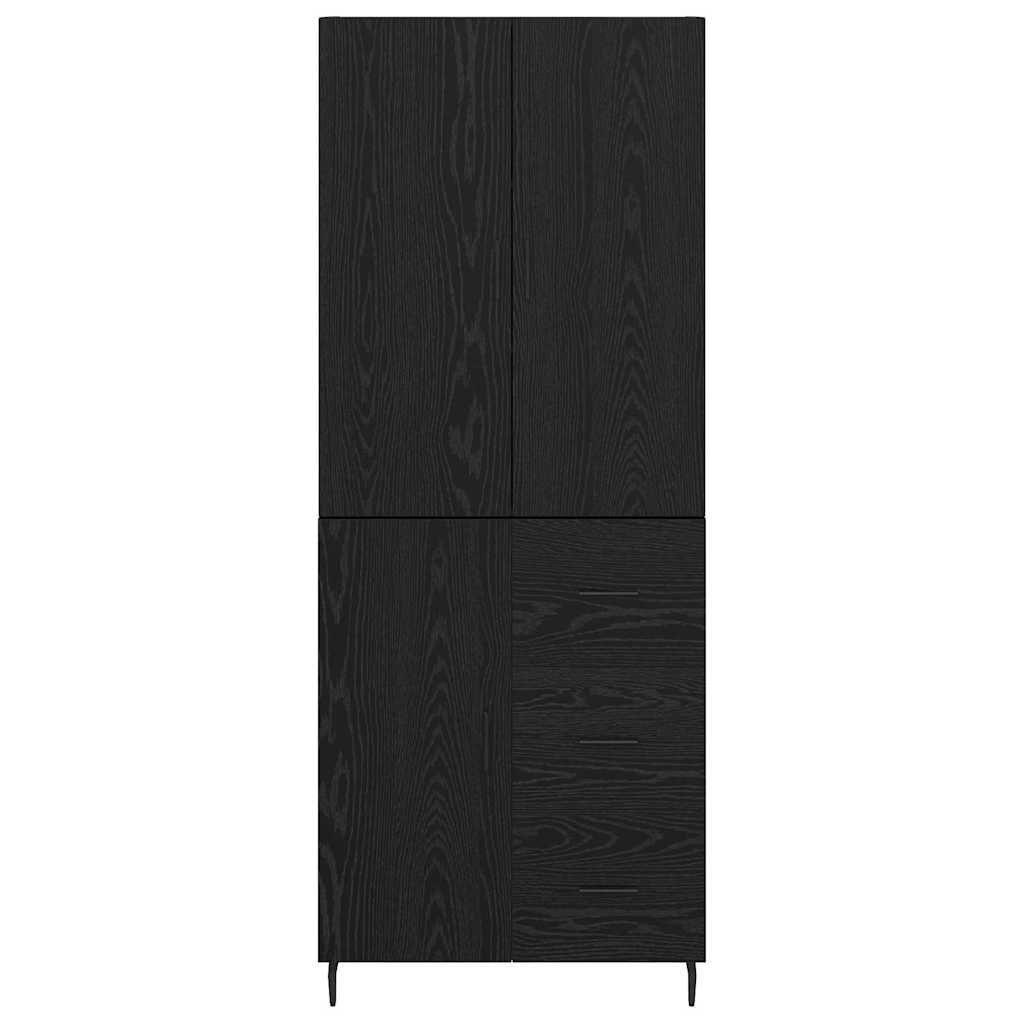 Highboard Schwarz Eichen-Optik 69,5 x 34 x 180 cm