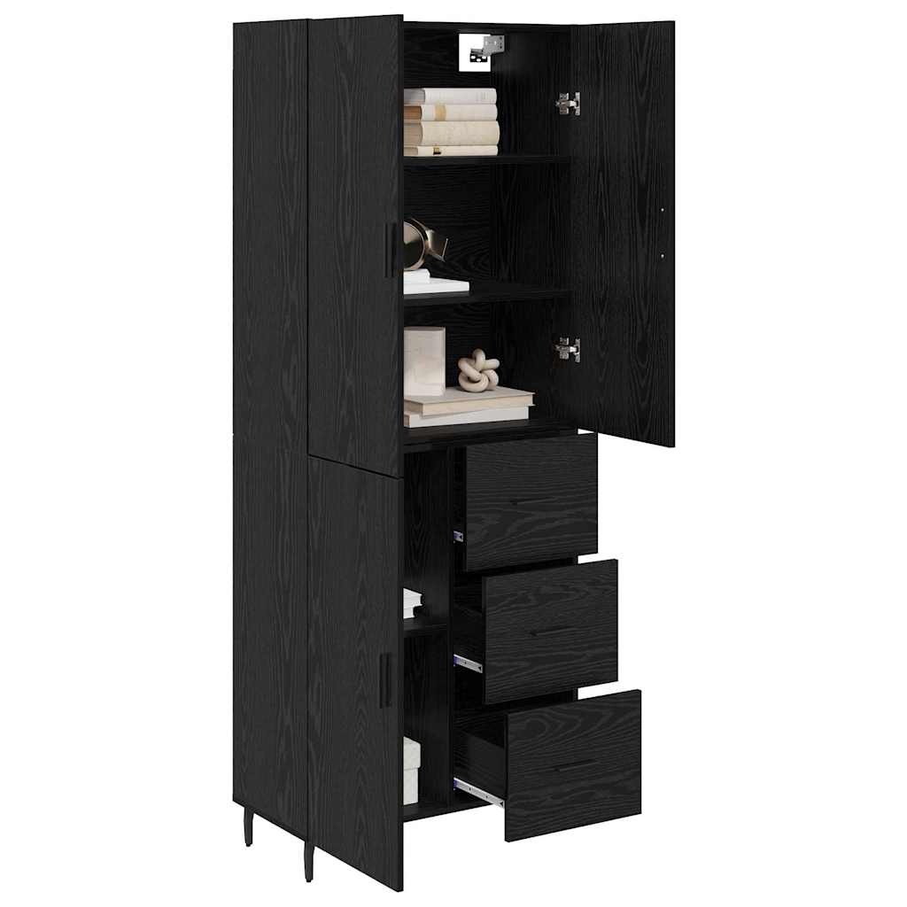 Highboard Schwarz Eichen-Optik 69,5 x 34 x 180 cm