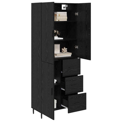 Highboard Schwarz Eichen-Optik 69,5 x 34 x 180 cm