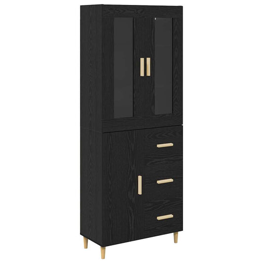 Highboard Schwarz Eichen-Optik 69,5 x 34 x 180 cm Holzwerkstoff