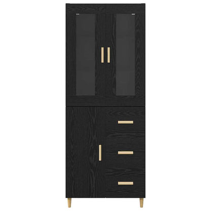 Highboard Schwarz Eichen-Optik 69,5 x 34 x 180 cm Holzwerkstoff