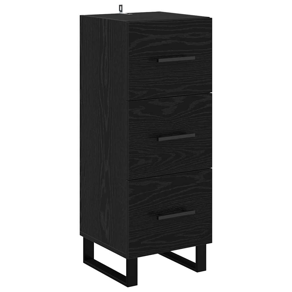 Highboard Schwarz Eichen-Optik 69,5 x 34 x 180 cm Holzwerkstoff