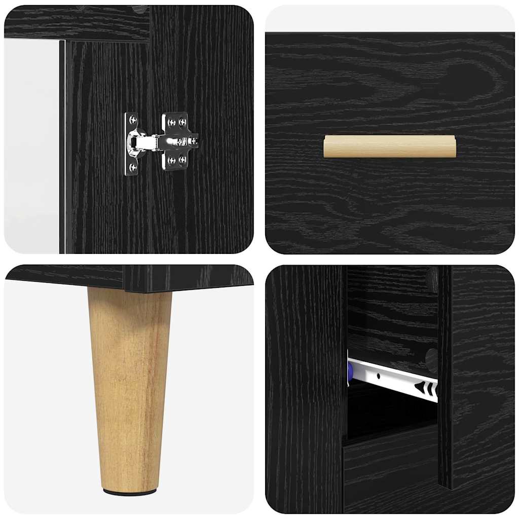 Highboard Schwarz Eichen-Optik 69,5 x 34 x 180 cm