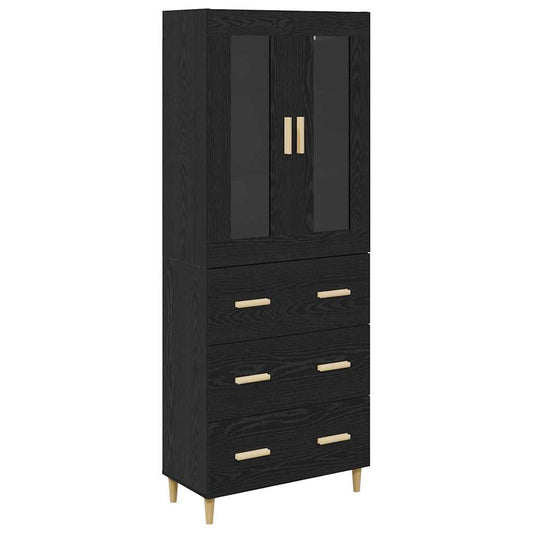 Highboard Schwarz Eichen-Optik 69,5 x 34 x 180 cm