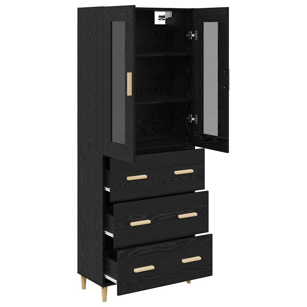 Highboard Schwarz Eichen-Optik 69,5 x 34 x 180 cm