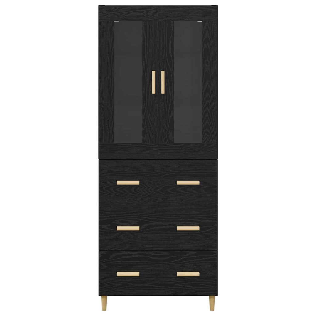 Highboard Schwarz Eichen-Optik 69,5 x 34 x 180 cm