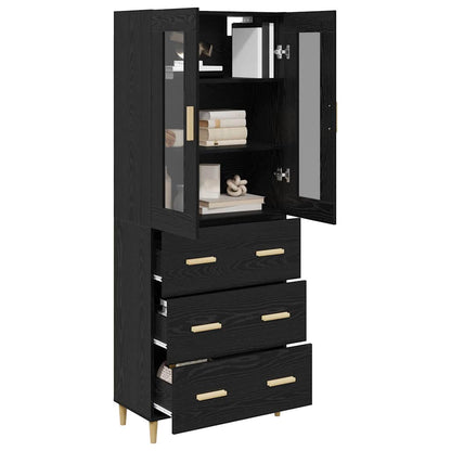 Highboard Schwarz Eichen-Optik 69,5 x 34 x 180 cm