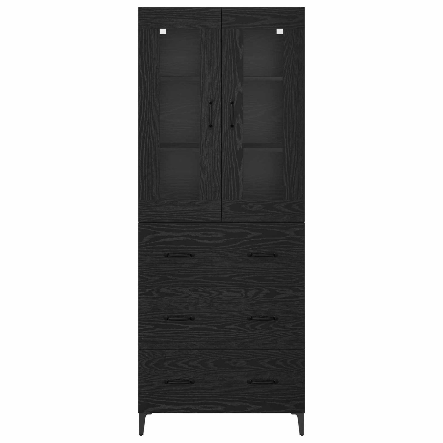 Highboard Schwarz Eichen-Optik 69,5 x 34 x 180 cm Holzwerkstoff