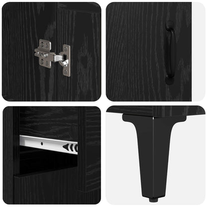 Highboard Schwarz Eichen-Optik 69,5 x 34 x 180 cm Holzwerkstoff