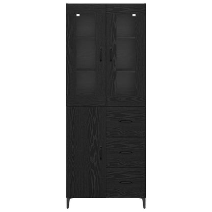 Highboard Schwarz Eichen-Optik 69,5 x 34 x 180 cm Holzwerkstoff