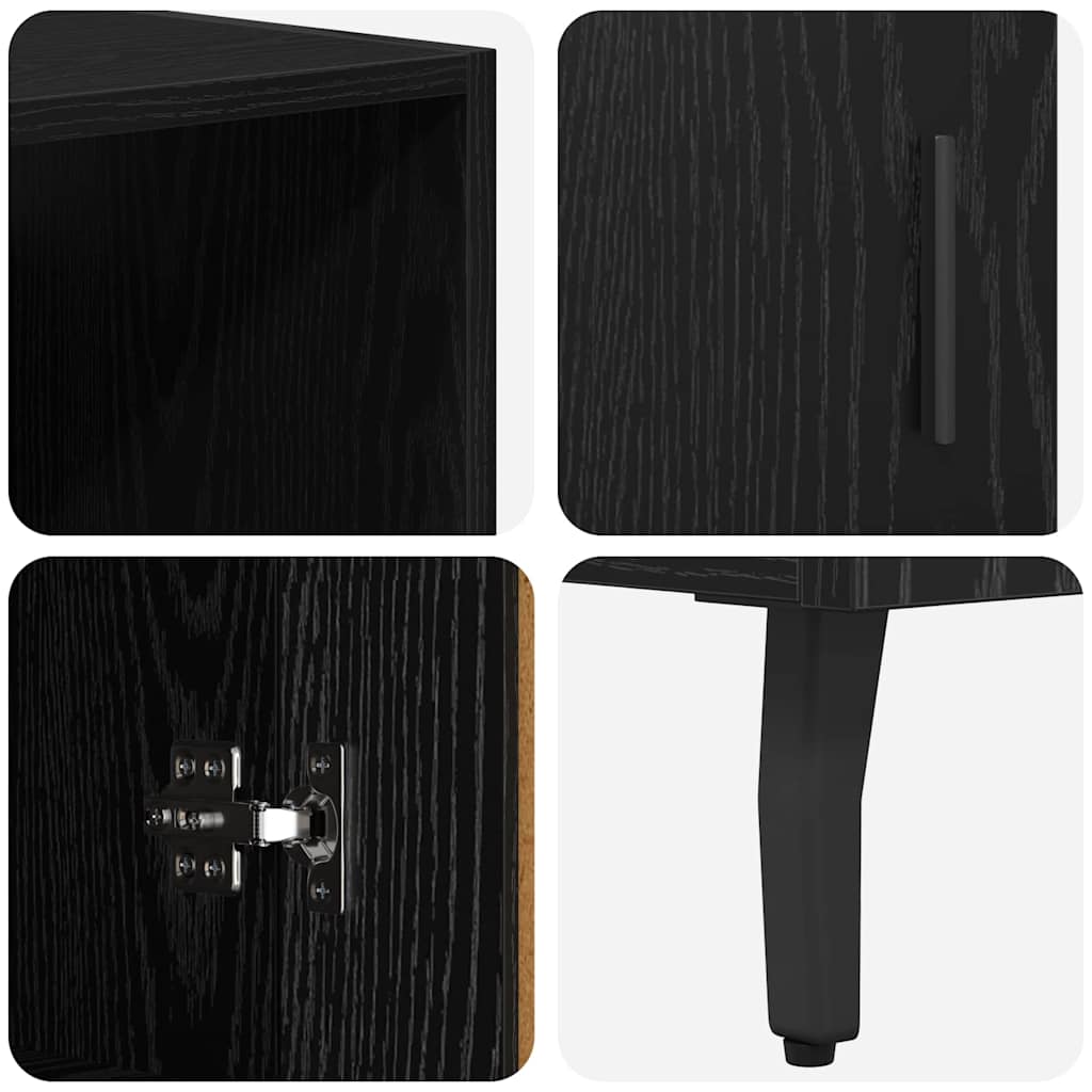 Highboard Schwarz Eichen-Optik 69,5 x 34 x 180 cm