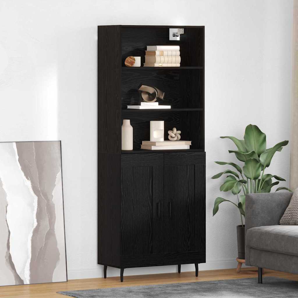 Highboard Schwarz Eichen-Optik 69,5 x 34 x 180 cm