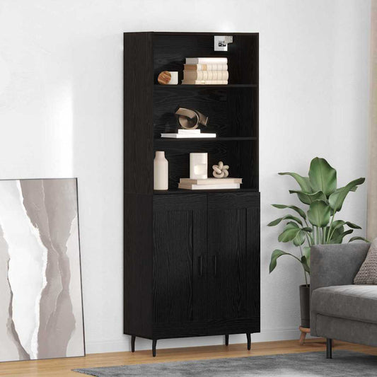Highboard Schwarz Eichen-Optik 69,5 x 34 x 180 cm