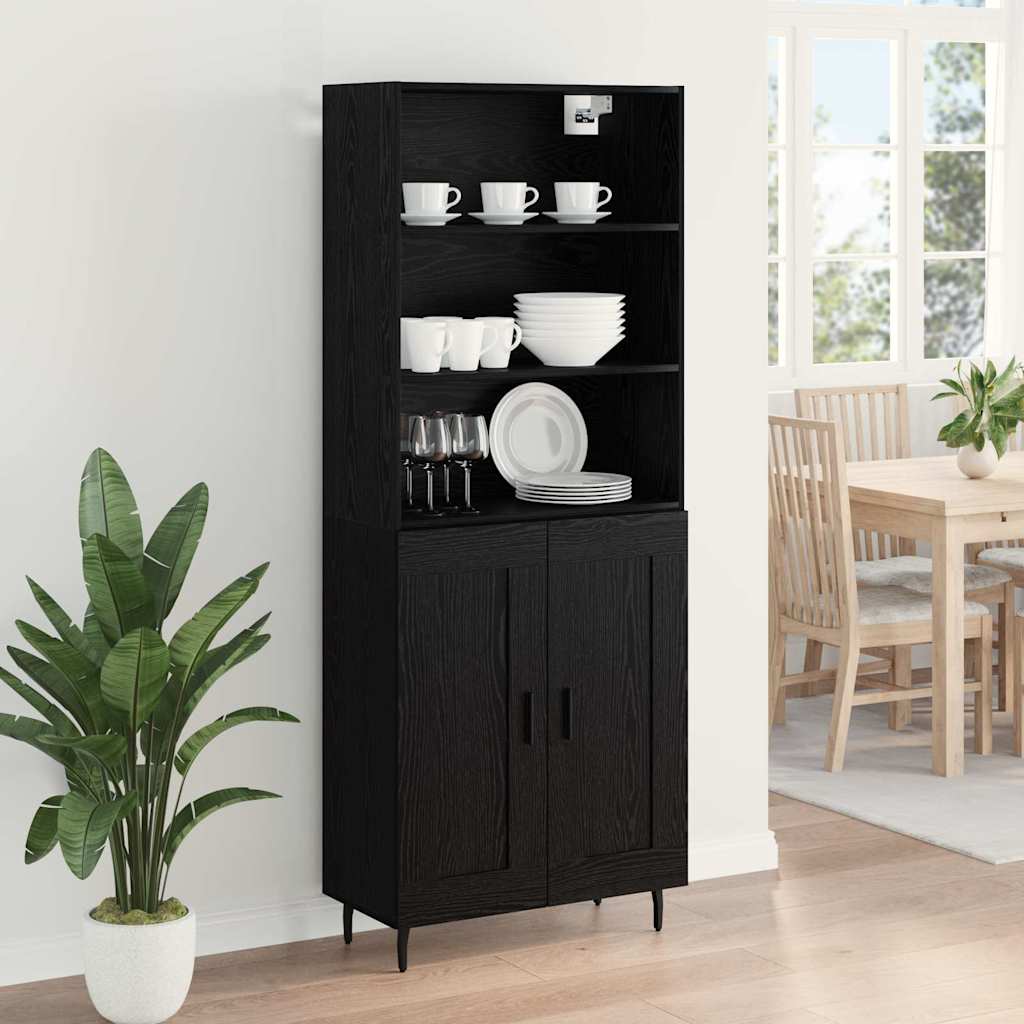 Highboard Schwarz Eichen-Optik 69,5 x 34 x 180 cm
