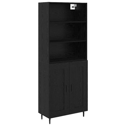 Highboard Schwarz Eichen-Optik 69,5 x 34 x 180 cm
