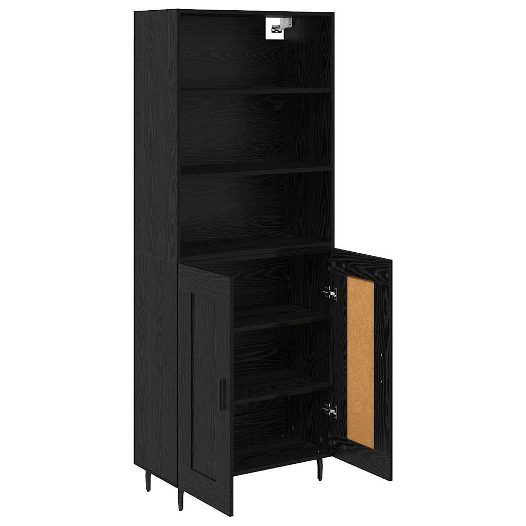 Highboard Schwarz Eichen-Optik 69,5 x 34 x 180 cm