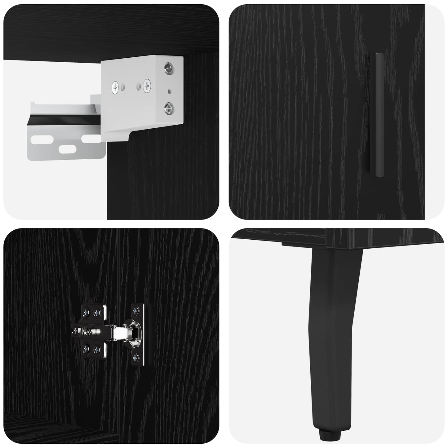 Highboard 2 pcs Schwarz Eichen-Optik Engineered Wood und Glas