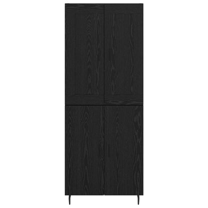 Highboard 2 pcs Schwarz Eichen-Optik Engineered Wood und Glas