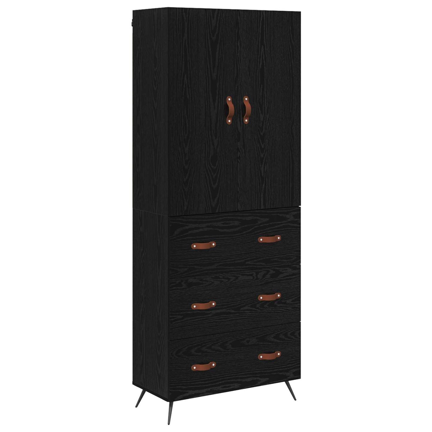 Highboard Schwarz Eichen-Optik 69,5 x 34 x 180 cm Holzwerkstoff