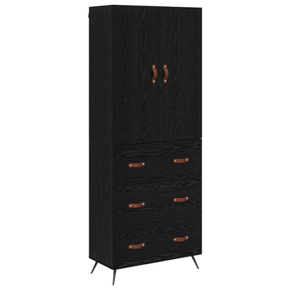Highboard Schwarz Eichen-Optik 69,5 x 34 x 180 cm Holzwerkstoff