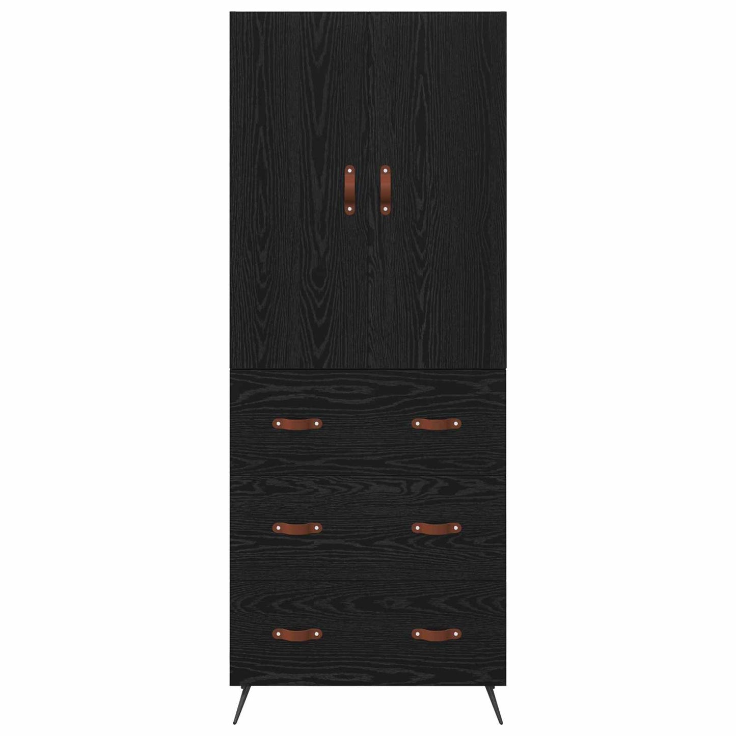 Highboard Schwarz Eichen-Optik 69,5 x 34 x 180 cm Holzwerkstoff
