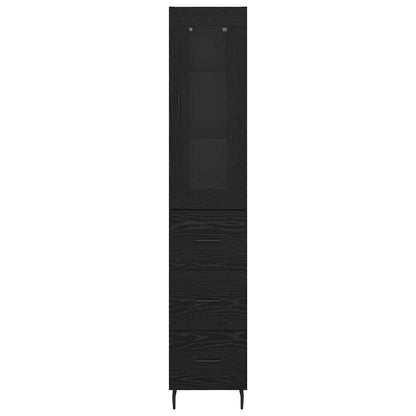 Highboard Schwarz Eichen-Optik 34,5 x 34 x 180 cm Holzwerkstoff