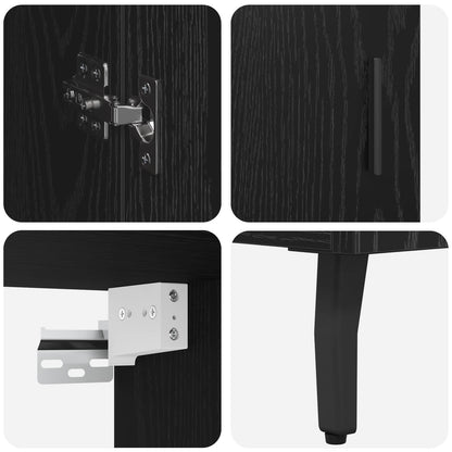 Highboard 2 pcs Schwarz Eichen-Optik Engineered Wood und Glas