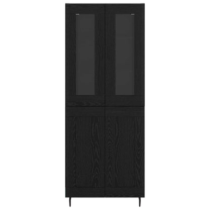 Highboard 2 pcs Schwarz Eichen-Optik Engineered Wood und Glas
