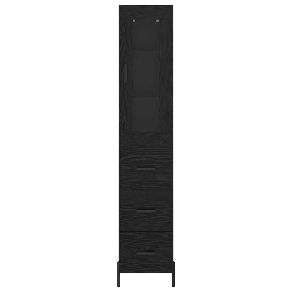 Highboard Schwarz Eichen-Optik 34,5 x 34 x 180 cm Holzwerkstoff