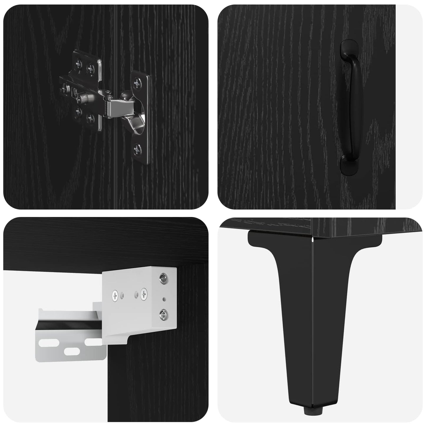 Highboard Schwarz Eichen-Optik 69,5 x 34 x 180 cm Holzwerkstoff