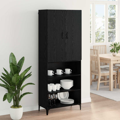 Highboard Schwarz Eichen-Optik 69,5 x 34 x 180 cm Holzwerkstoff