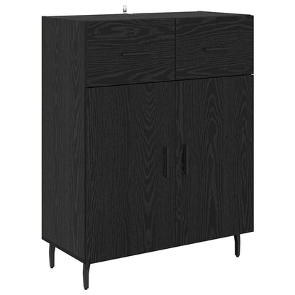 Highboard 2 pcs Schwarz Eichen-Optik Engineered Wood und Glas