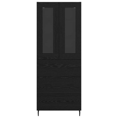 Highboard 2 pcs Schwarz Eichen-Optik Engineered Wood und Glas