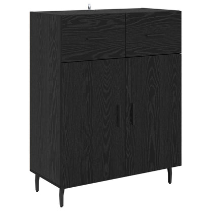 Highboard 2 pcs Schwarz Eichen-Optik Engineered Wood und Glas