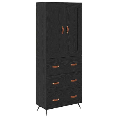 Highboard Schwarz Eichen-Optik 69,5 x 34 x 180 cm Holzwerkstoff